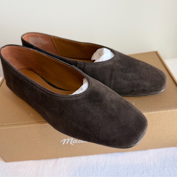 Madewell Ballet Flats in Suede Dark Carob Size 8 With Box - Picture 2 of 8